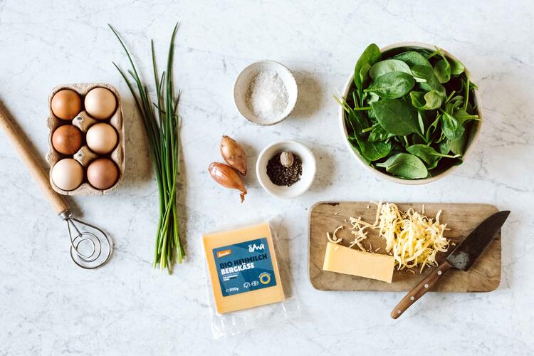 Zutaten für Spinat-Käse-Frittata